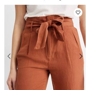 NWT Madewell Linen-Blend Paper Bag Pants